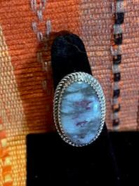 Beautiful Lepidolite and Sterling Silver Ring