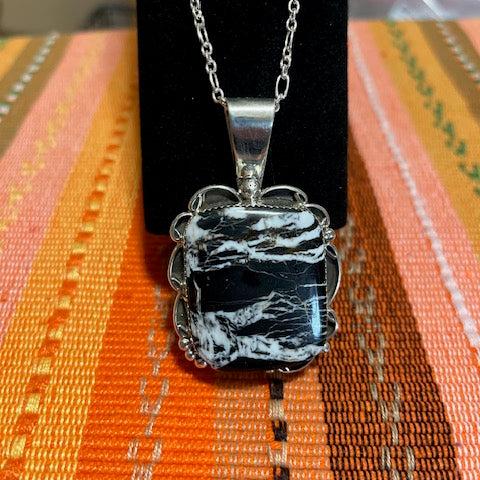 Beautiful Large White Buffalo Sterling Silver Pendant